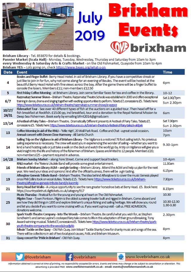 Brixham July 2019 Events