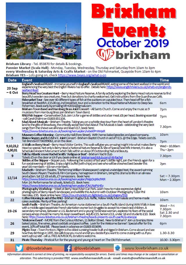 Brixham October 2019 Events