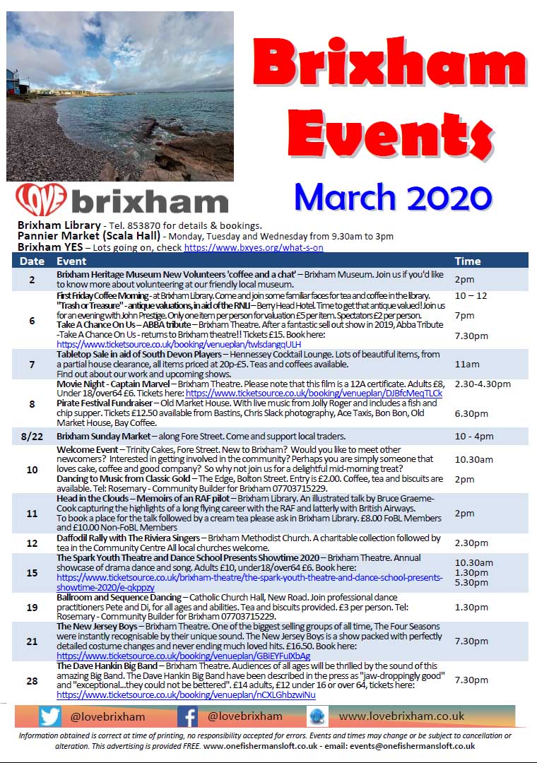Brixham March 2020 Events