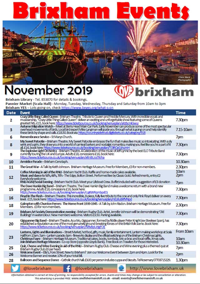 Brixham November 2019 Events